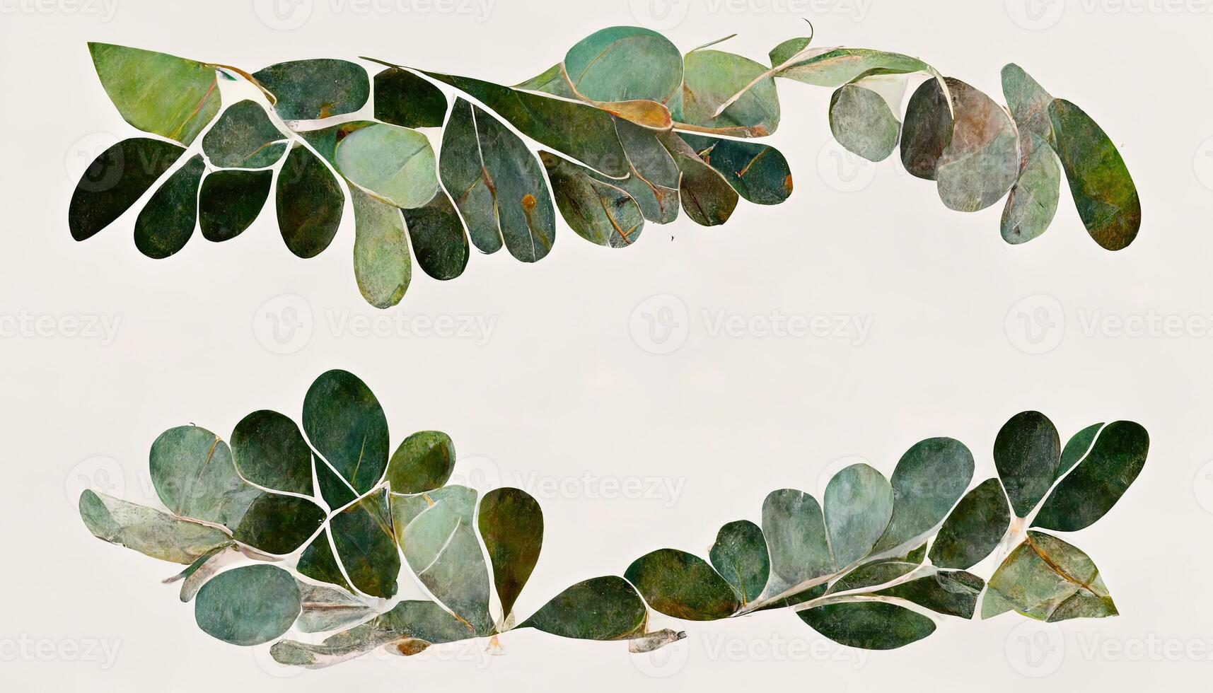 Set of separate parts and bring together to beautiful plant and leave in water colors. photo