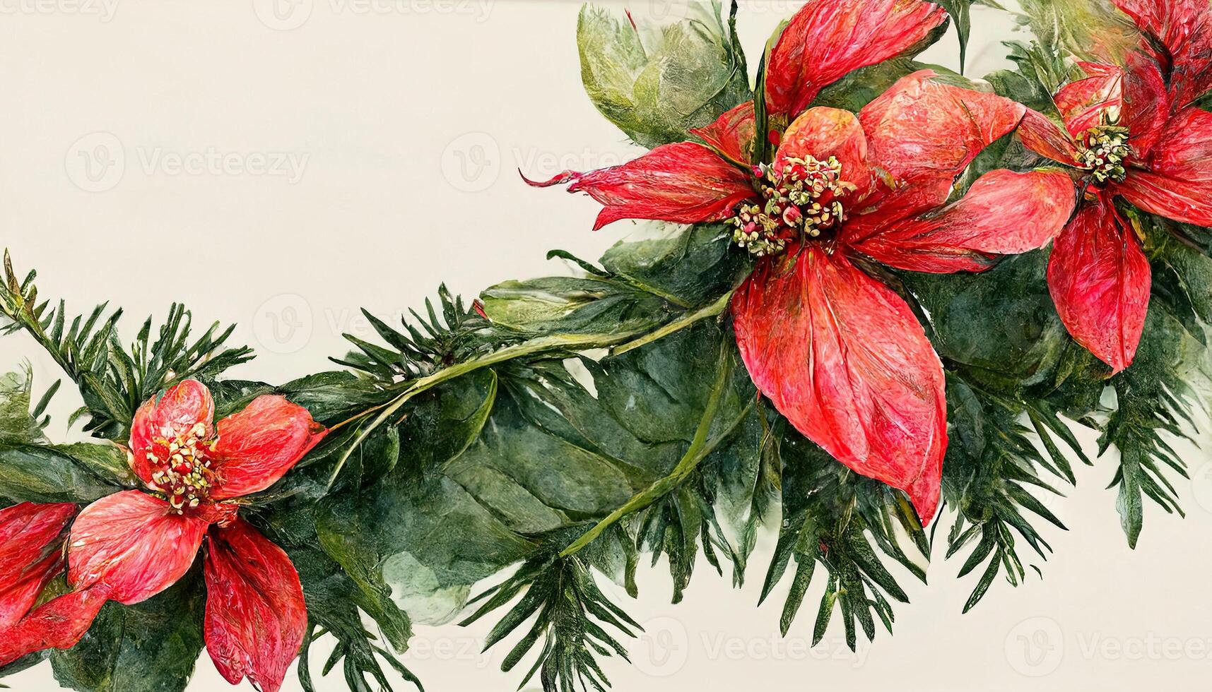 Navidad floral marco, acuarela invierno, ilustración aislado en blanco antecedentes. generativo ai foto
