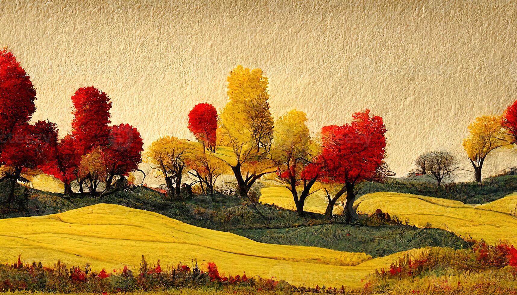 Paper style autumnal landscape. photo