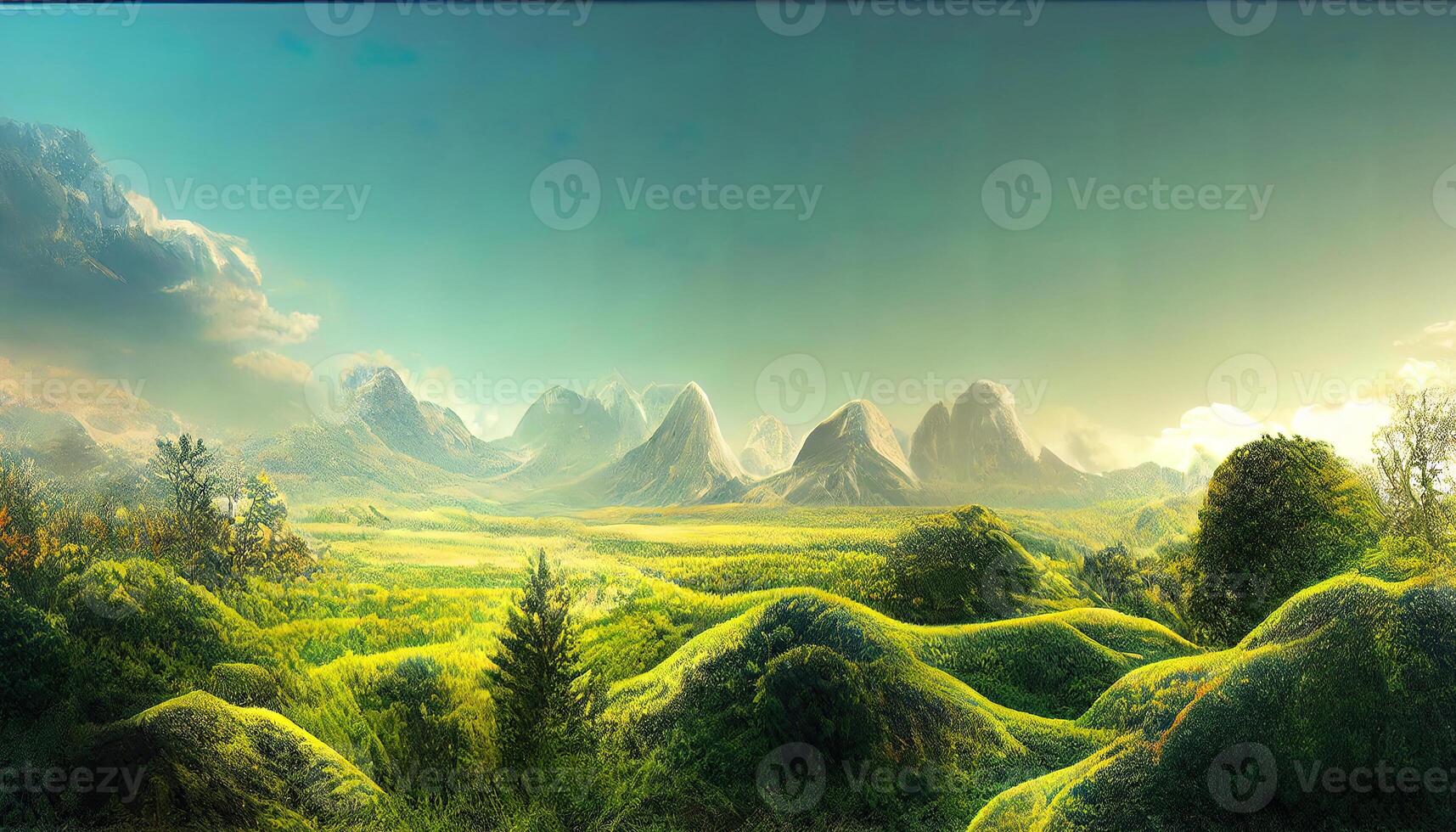 3d wallpaper window landscape nature, Detailed, colored. photo