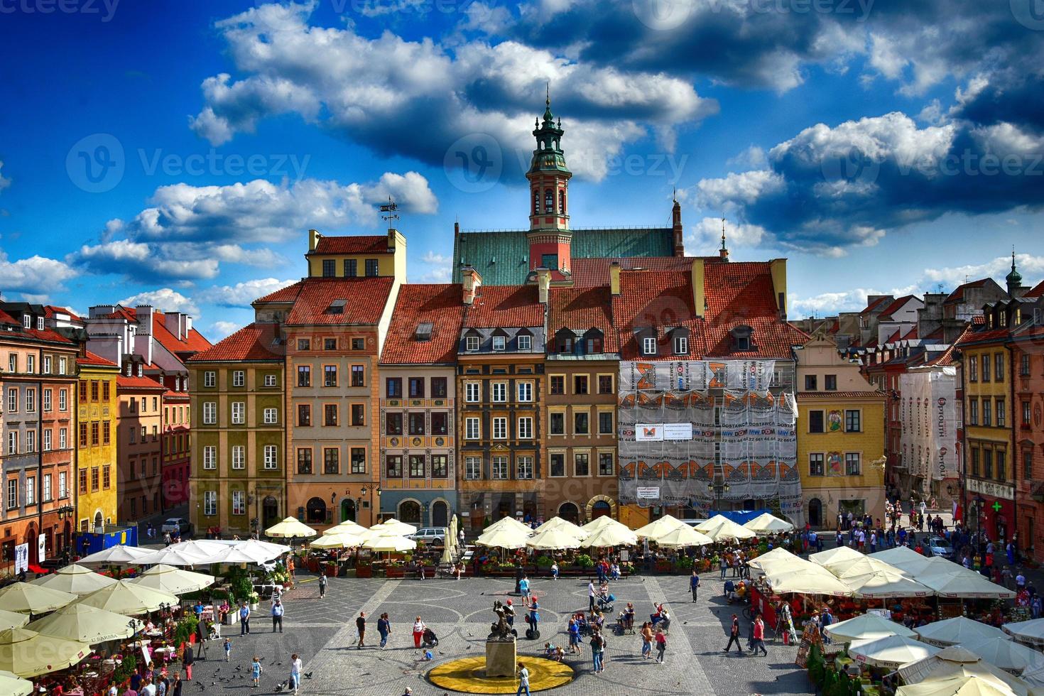A view from above of the Warsaw old city and the surrounding buildings on a summer  day photo