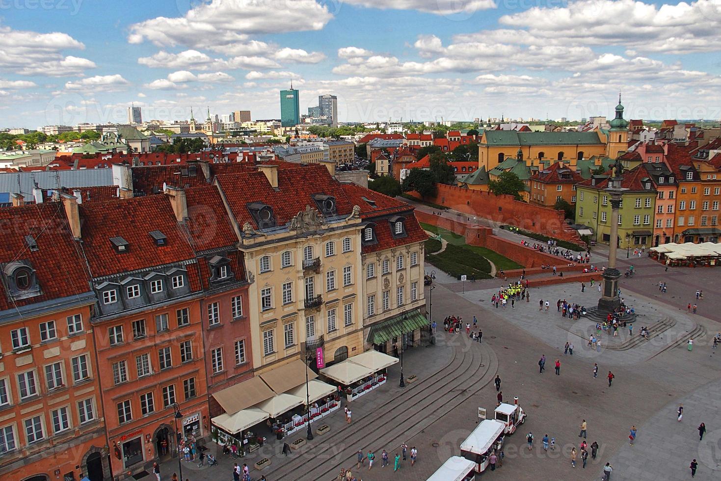 A view from above of the Warsaw old city and the surrounding buildings on a summer  day photo