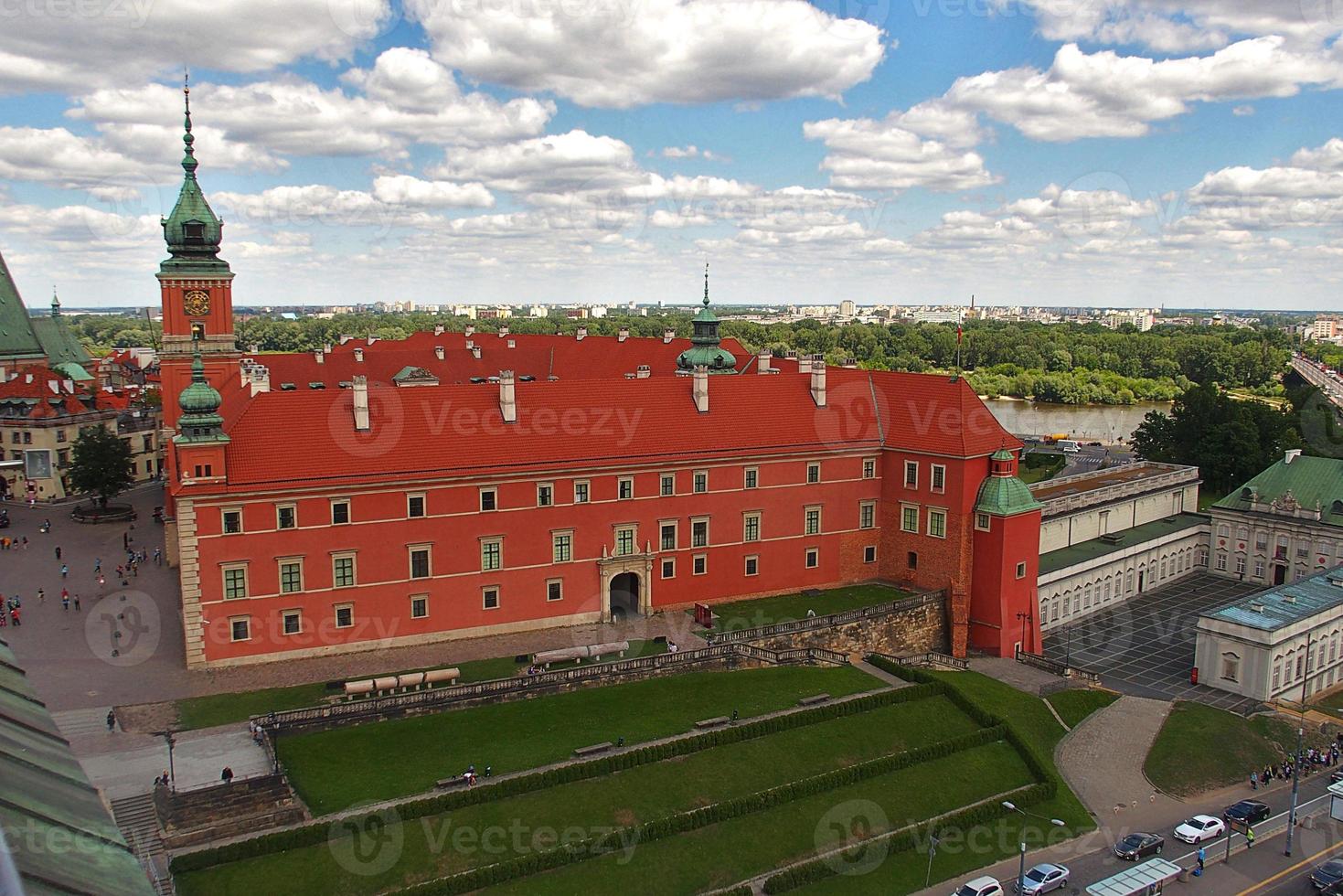 A view from above of the Warsaw old city and the surrounding buildings on a summer  day photo