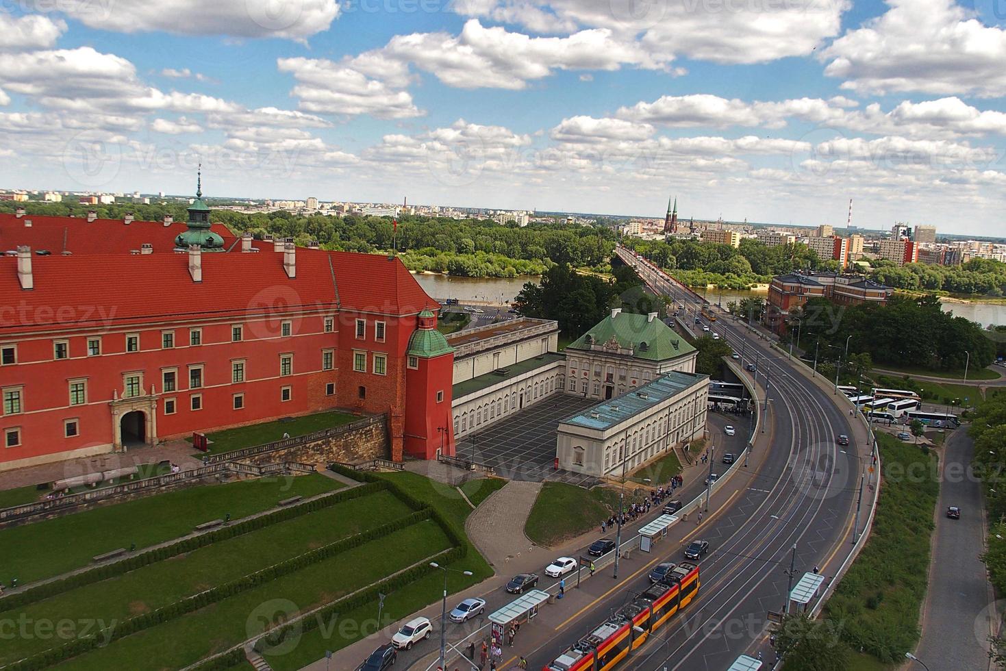 A view from above of the Warsaw old city and the surrounding buildings on a summer  day photo