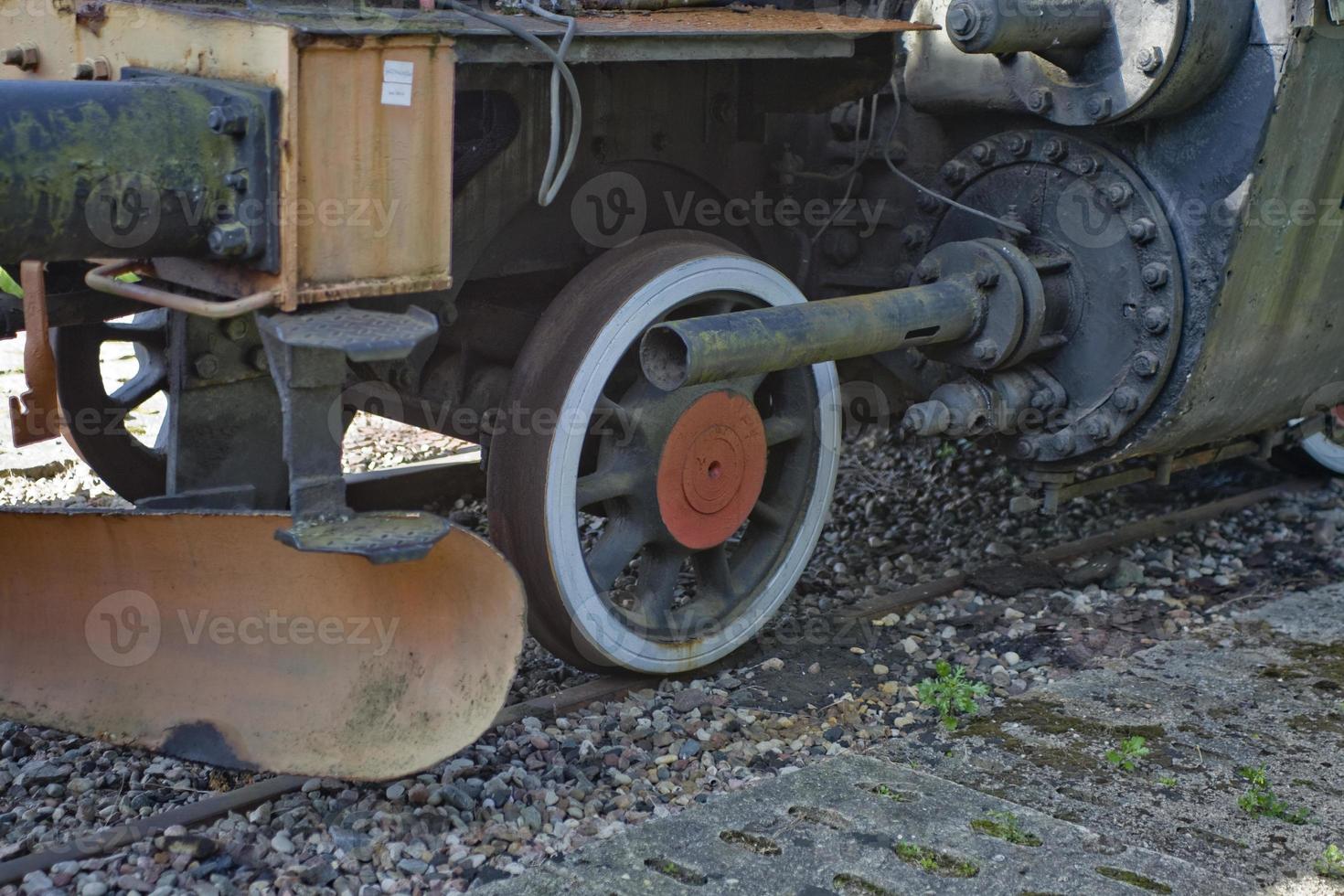 beautiful old destroyed historic railway standing in the museum photo