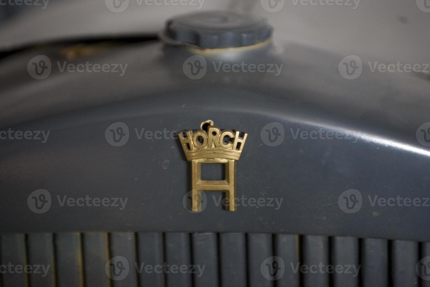 old vintage metal details car in the museum close-up photo