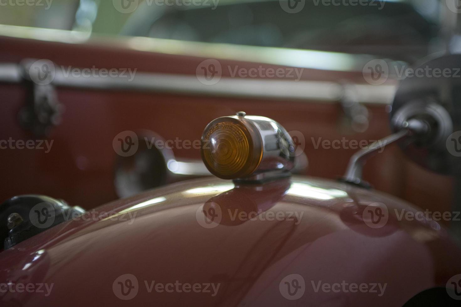 old vintage metal details car in the museum close-up photo