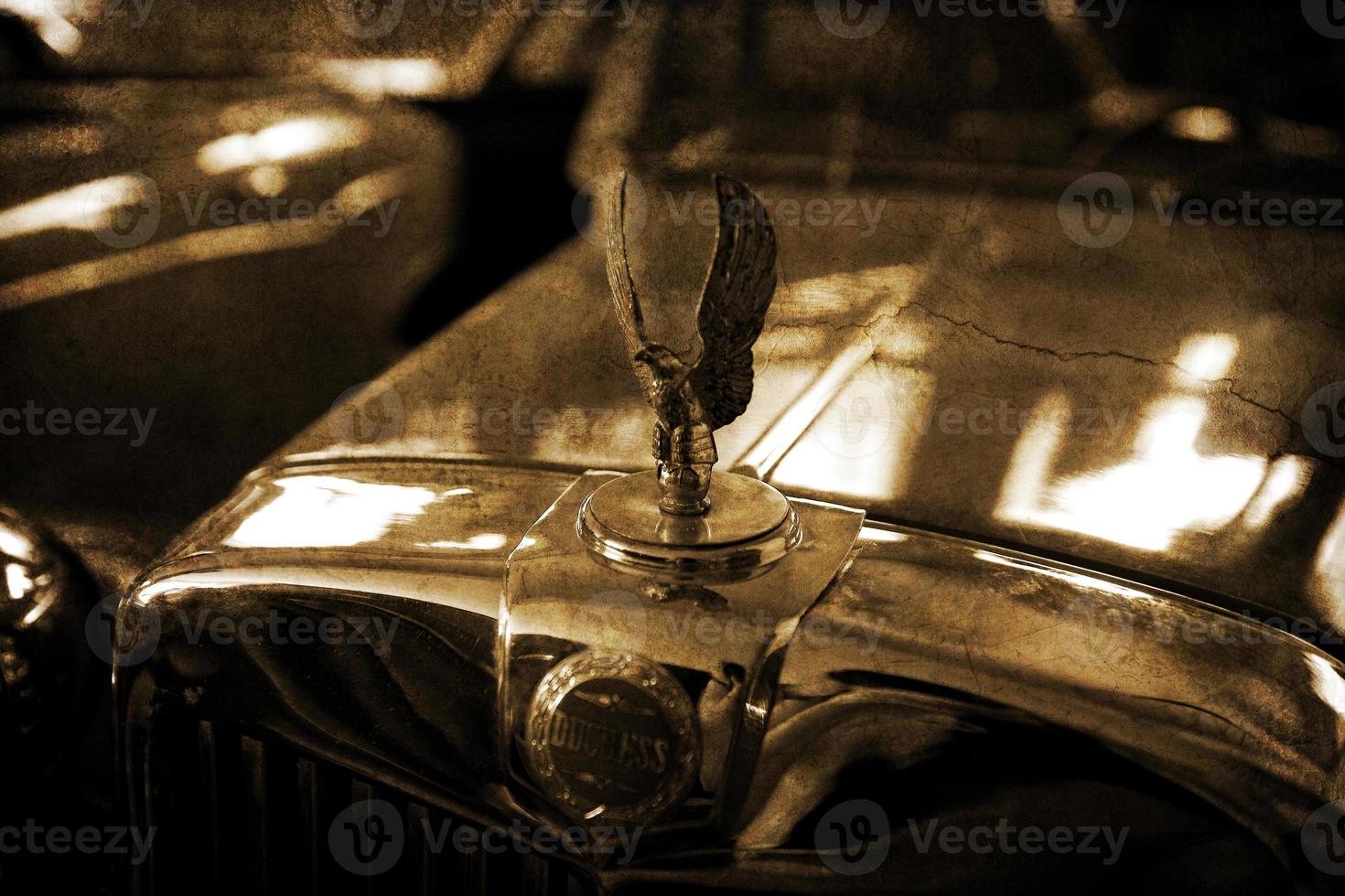 old vintage metal details car in the museum close-up photo