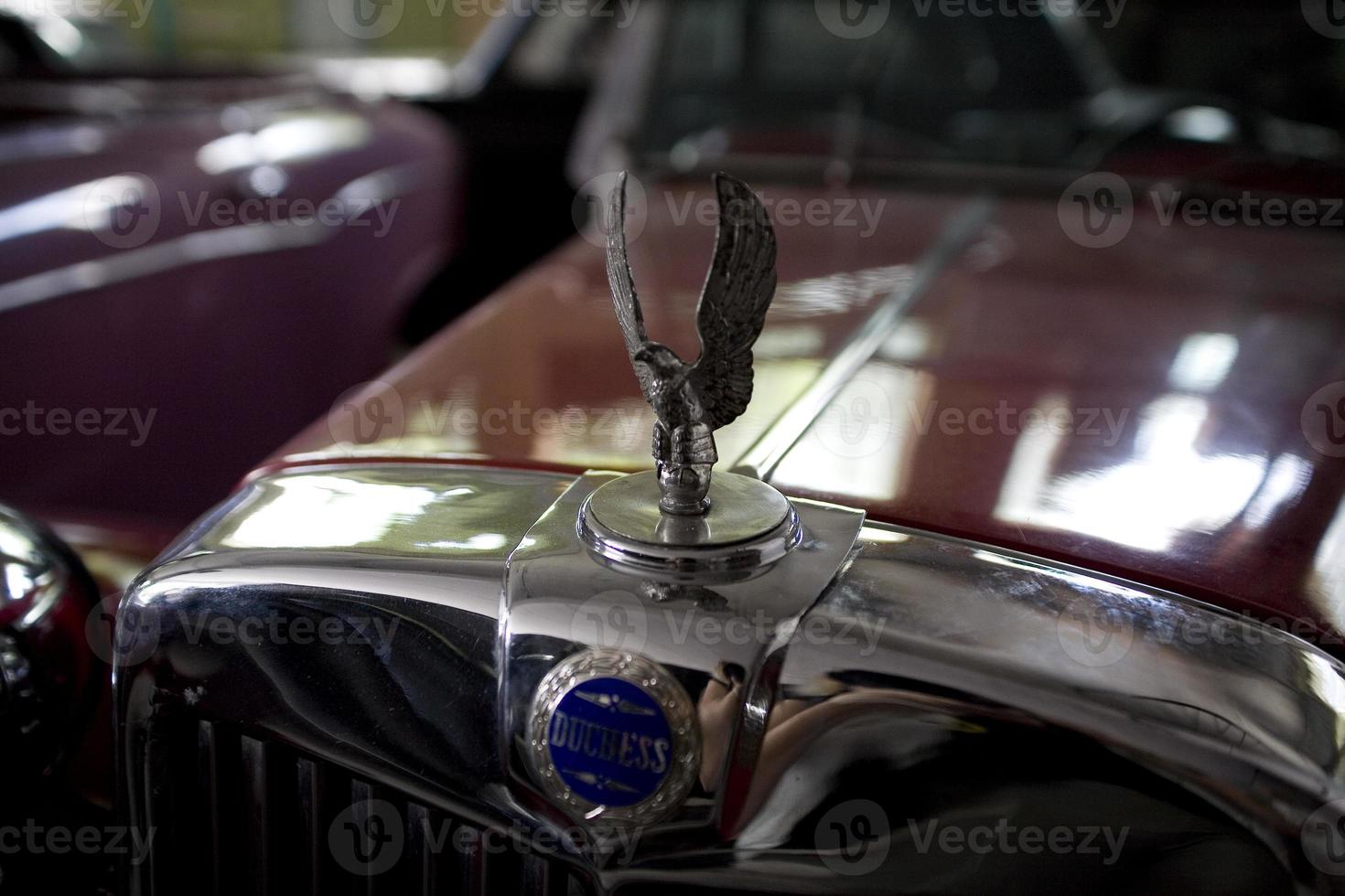 old vintage metal details car in the museum close-up photo