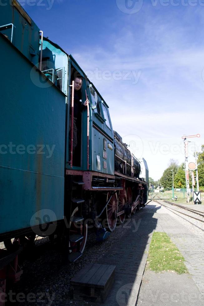 beautiful old destroyed historic railway standing in the museum photo