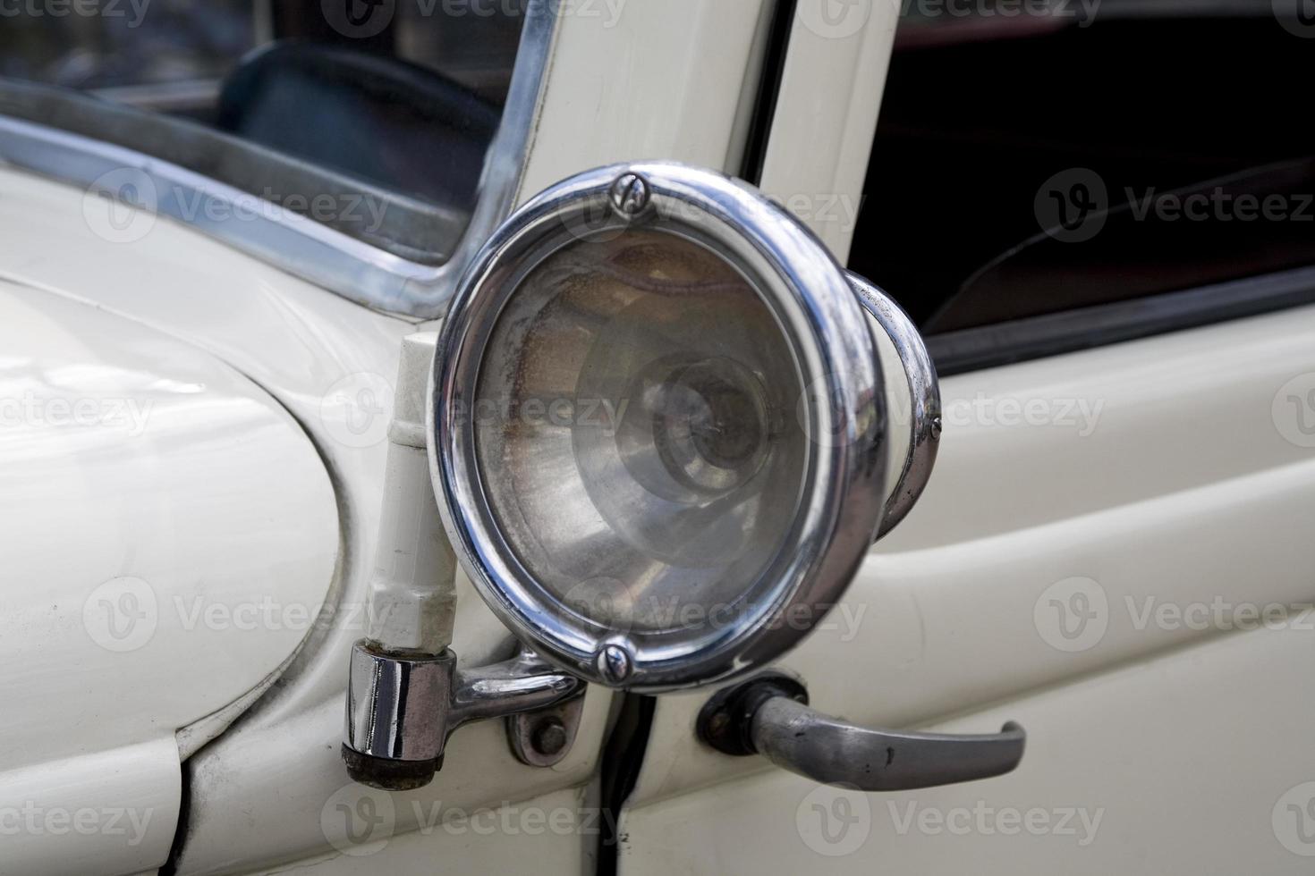 old vintage metal details car in the museum close-up photo