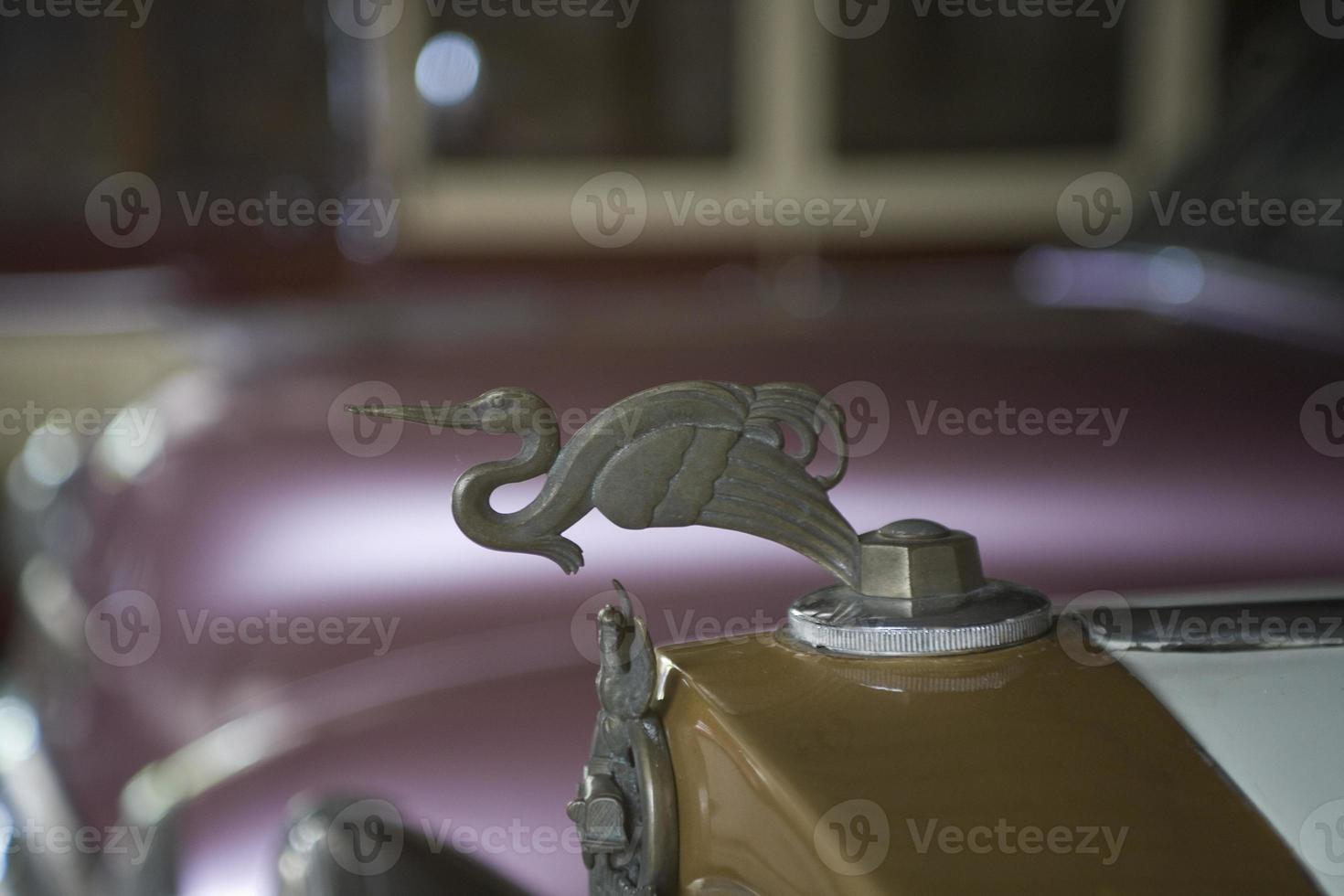 old vintage metal details car in the museum close-up photo