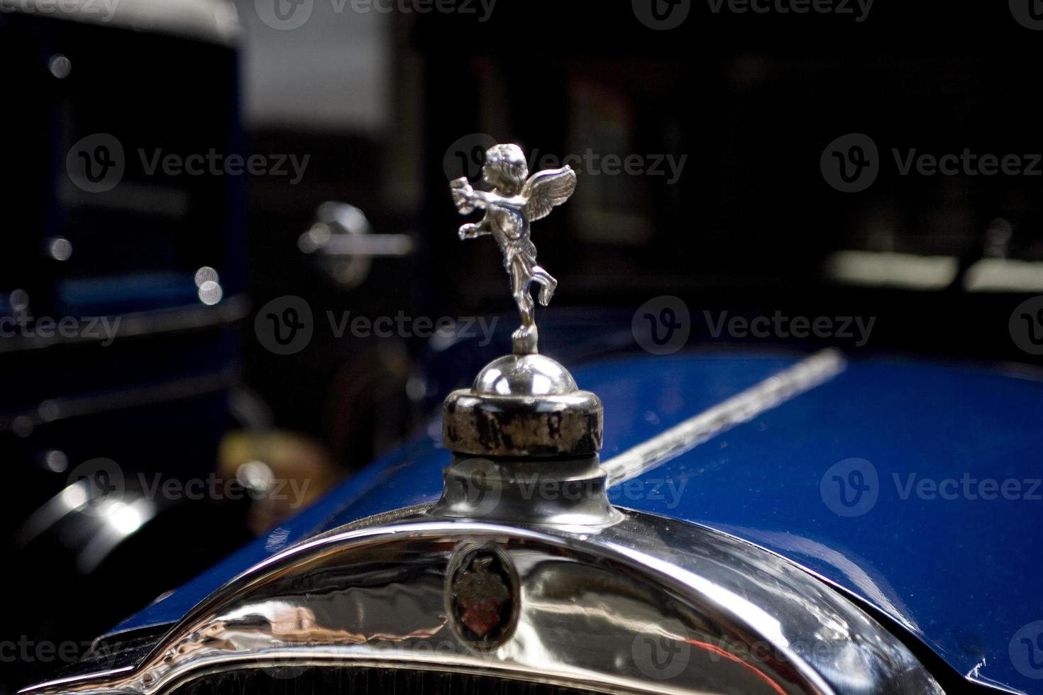 old vintage metal details car in the museum close-up photo