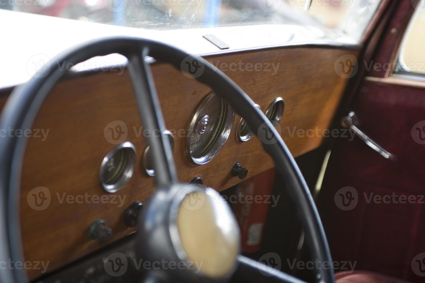 old vintage metal details car in the museum close-up photo