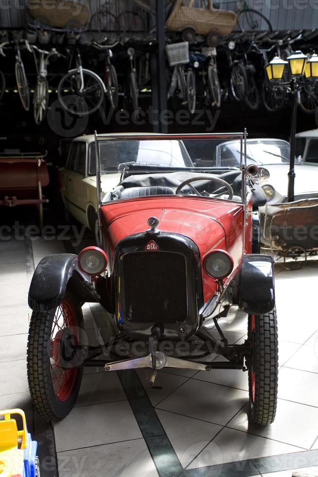 old vintage metal details car in the museum close-up photo