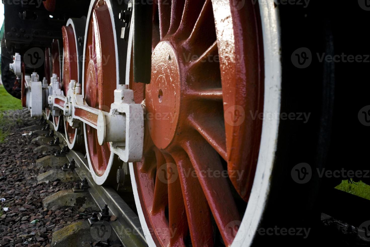 beautiful old destroyed historic railway standing in the museum photo