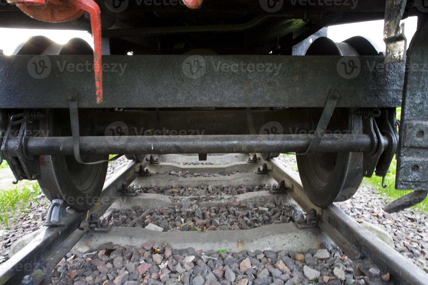 beautiful old destroyed historic railway standing in the museum photo