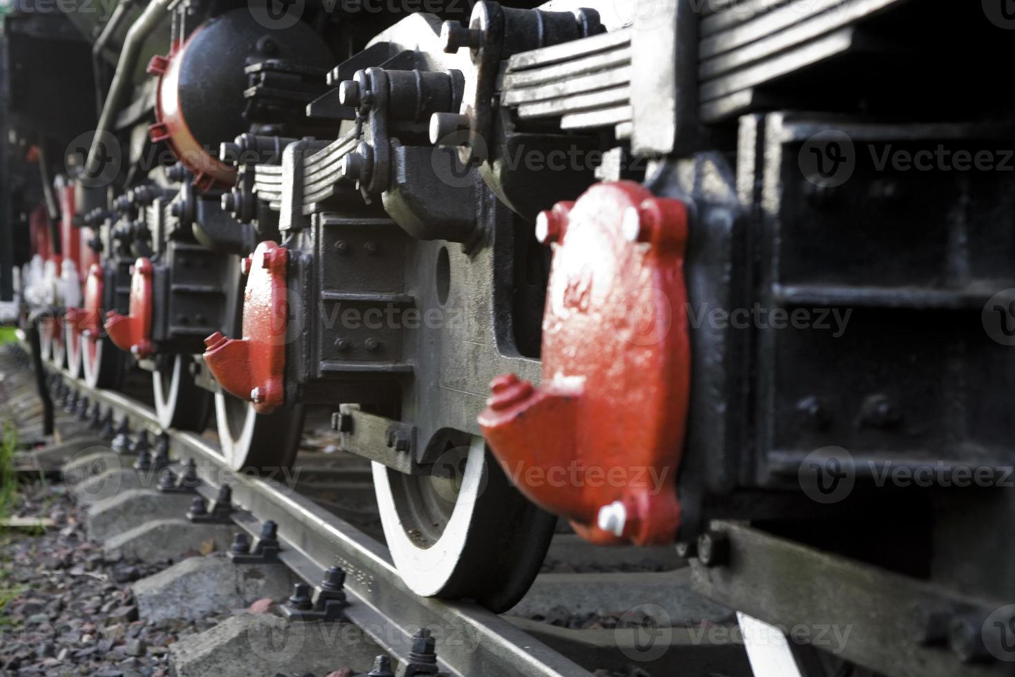 beautiful old destroyed historic railway standing in the museum photo