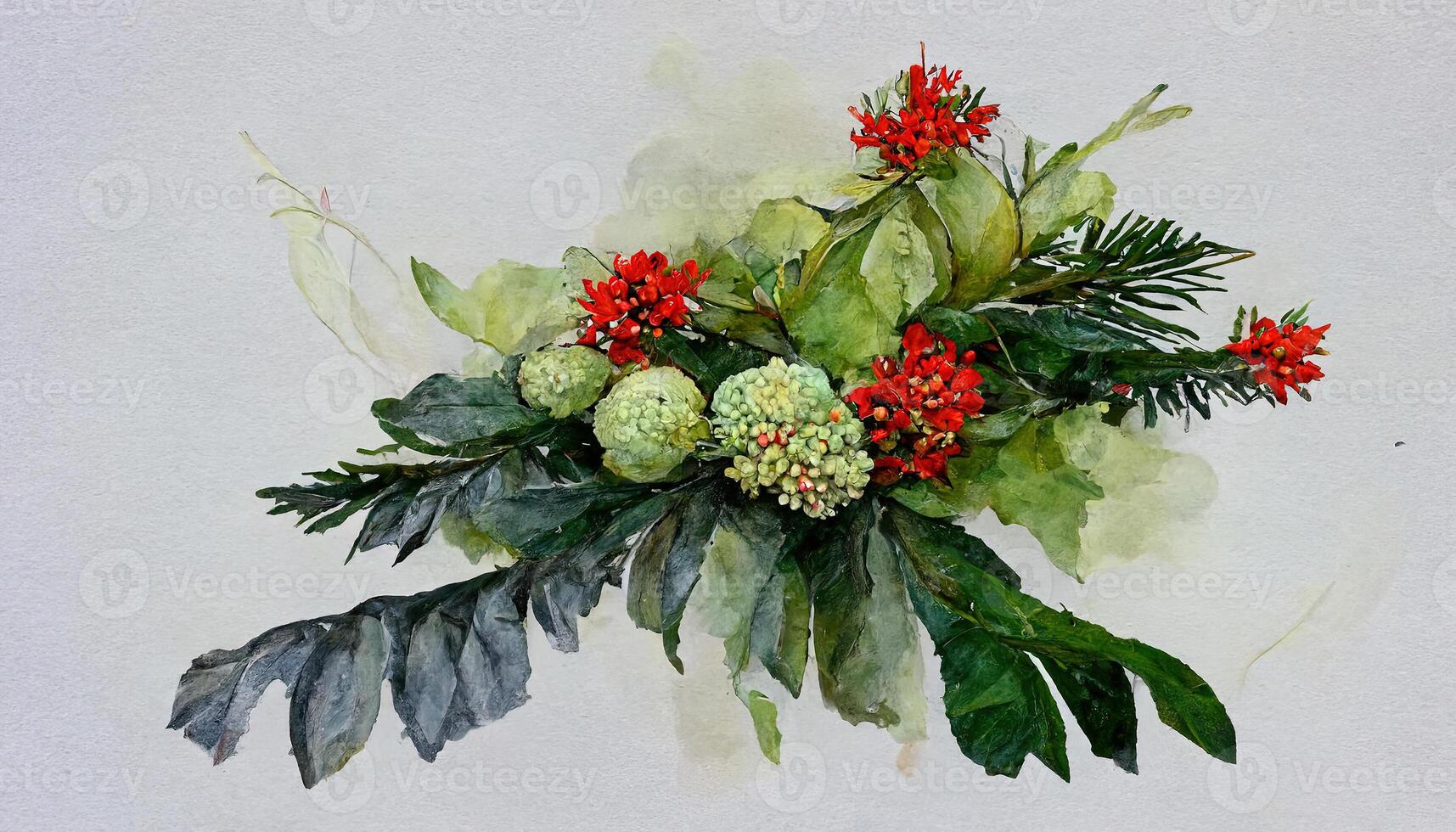christmas background with poinsettia and red bow. photo