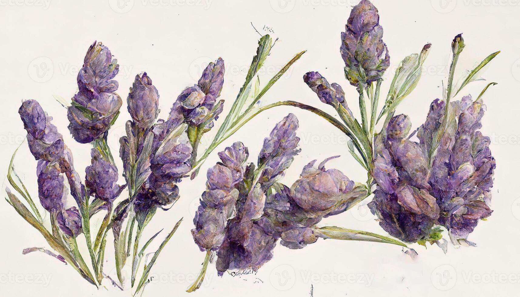 Excellent Lavender flowers bouqets collection, Watercolor botanical illustration isolated on white background. photo