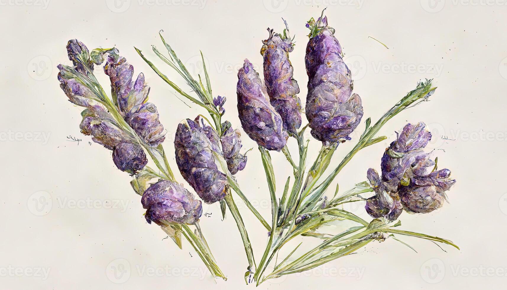 Exceptional Lavender flowers bouqets collection, Watercolor botanical illustration isolated on white background. photo