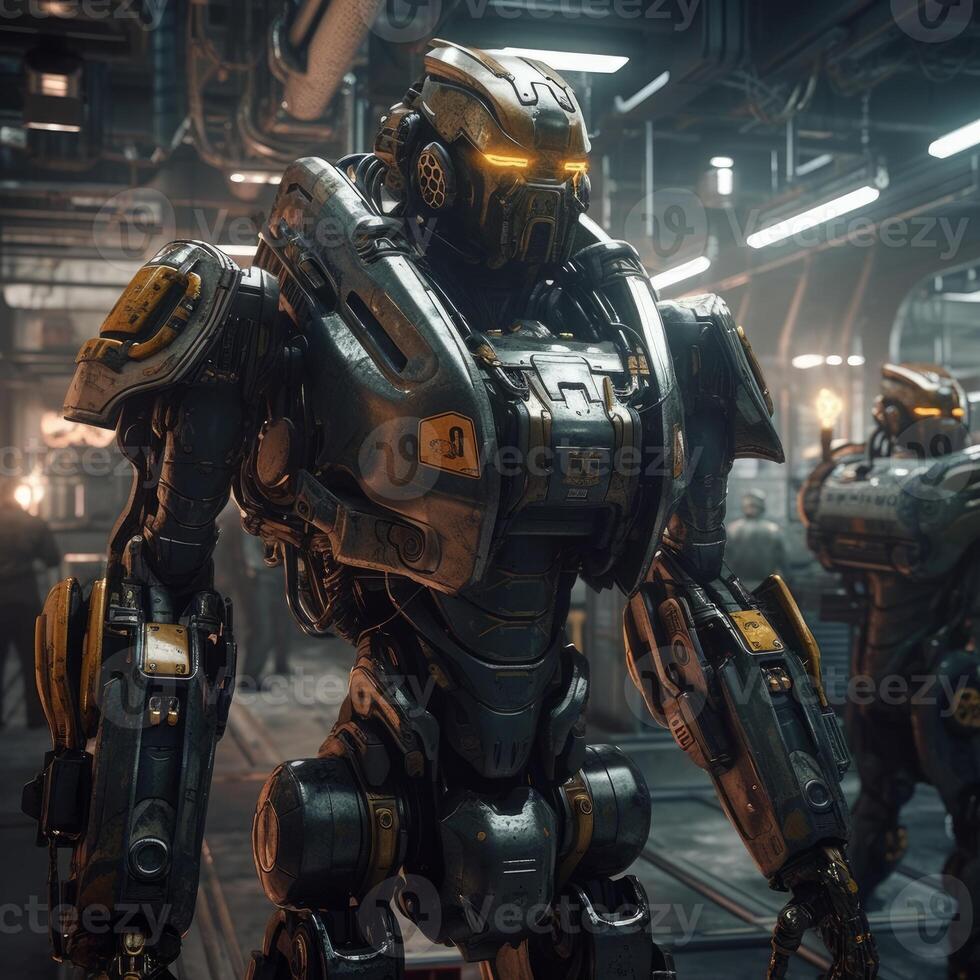 Image of powerful android robot image photo