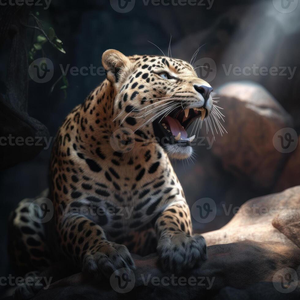 leopard roaring image photo