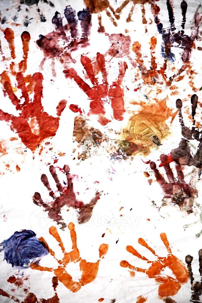 colorful handprints background photo