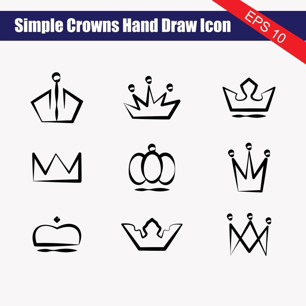 crown icon set Black color vector