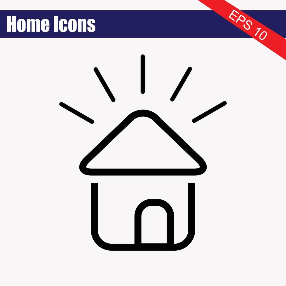 icono de inicio. vector de ilustración de símbolo de casa para ser utilizado en aplicaciones web. pictograma plano de casa aislado. quedarse en casa. icono de línea que representa la casa para sitios web o aplicaciones digitales.