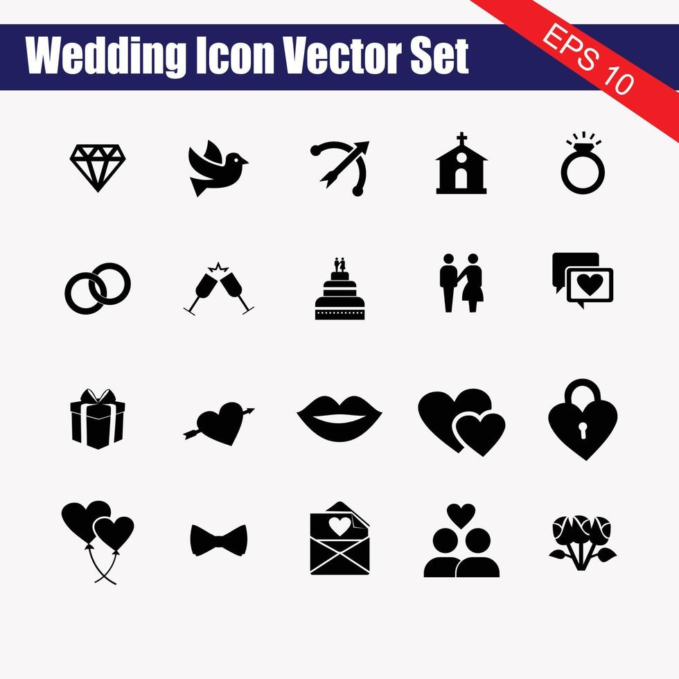 Minimal wedding icon set - Editable stroke illustration vector