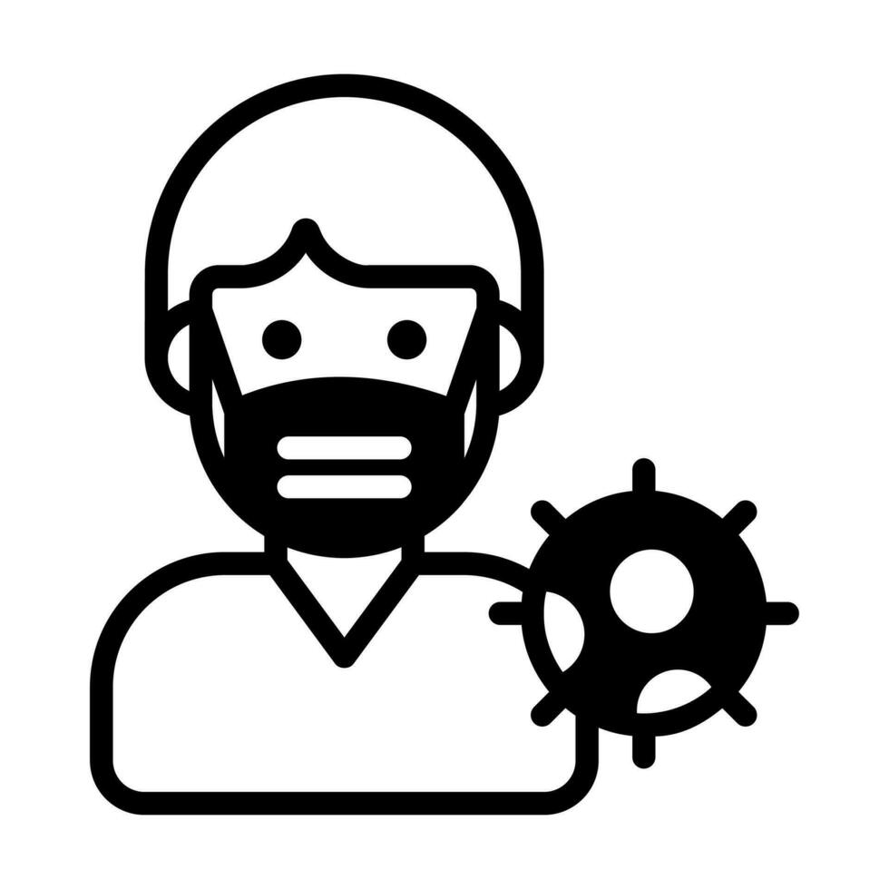 Man avatar wearing medical mask, vector design in trendy style