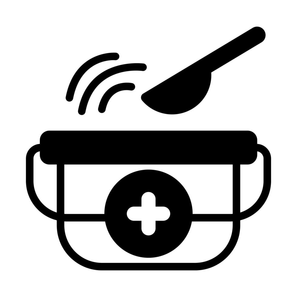 Pouring medicine in water for steaming, editable vector