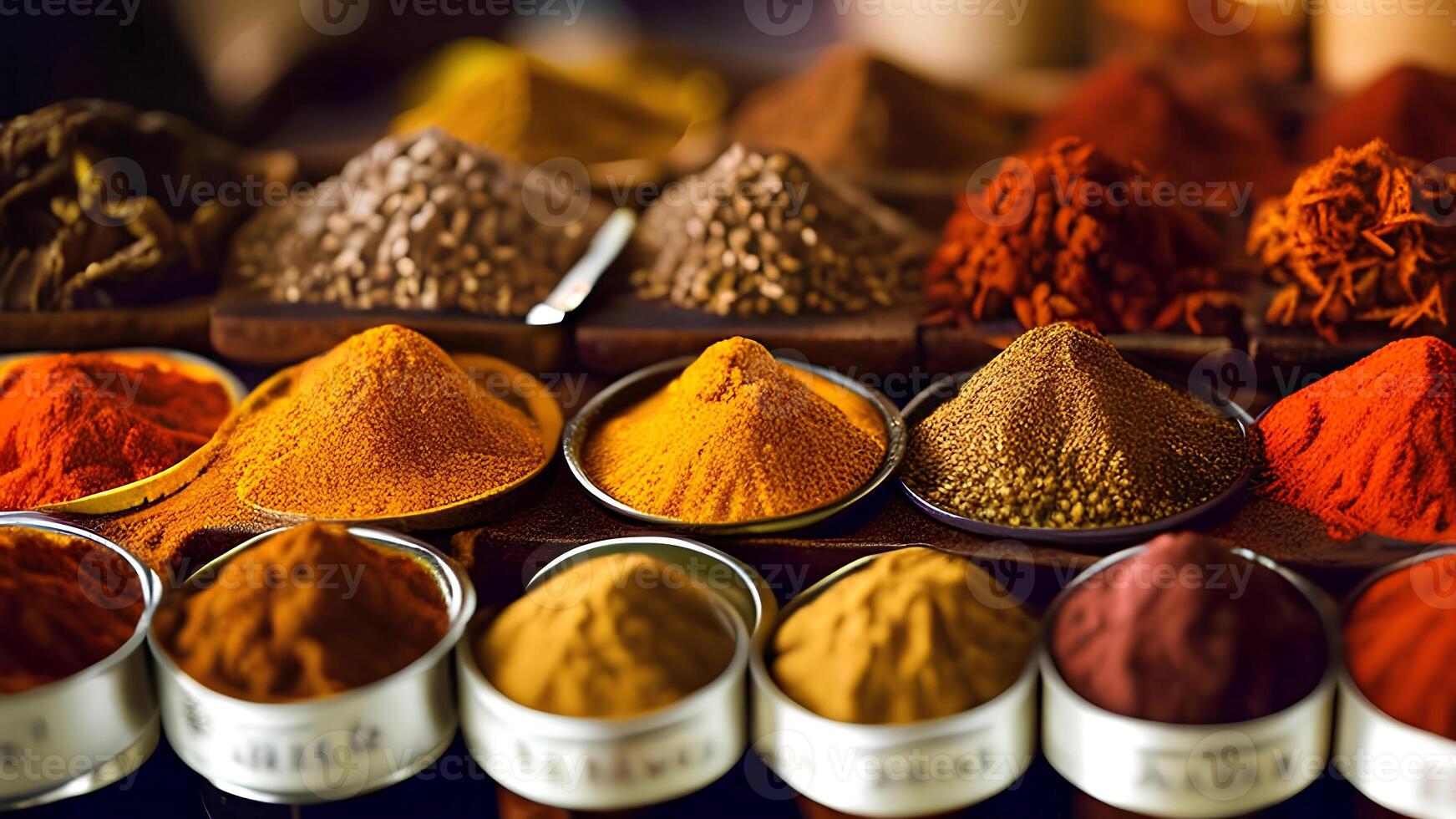 A display of spices including one that says turmeric photo