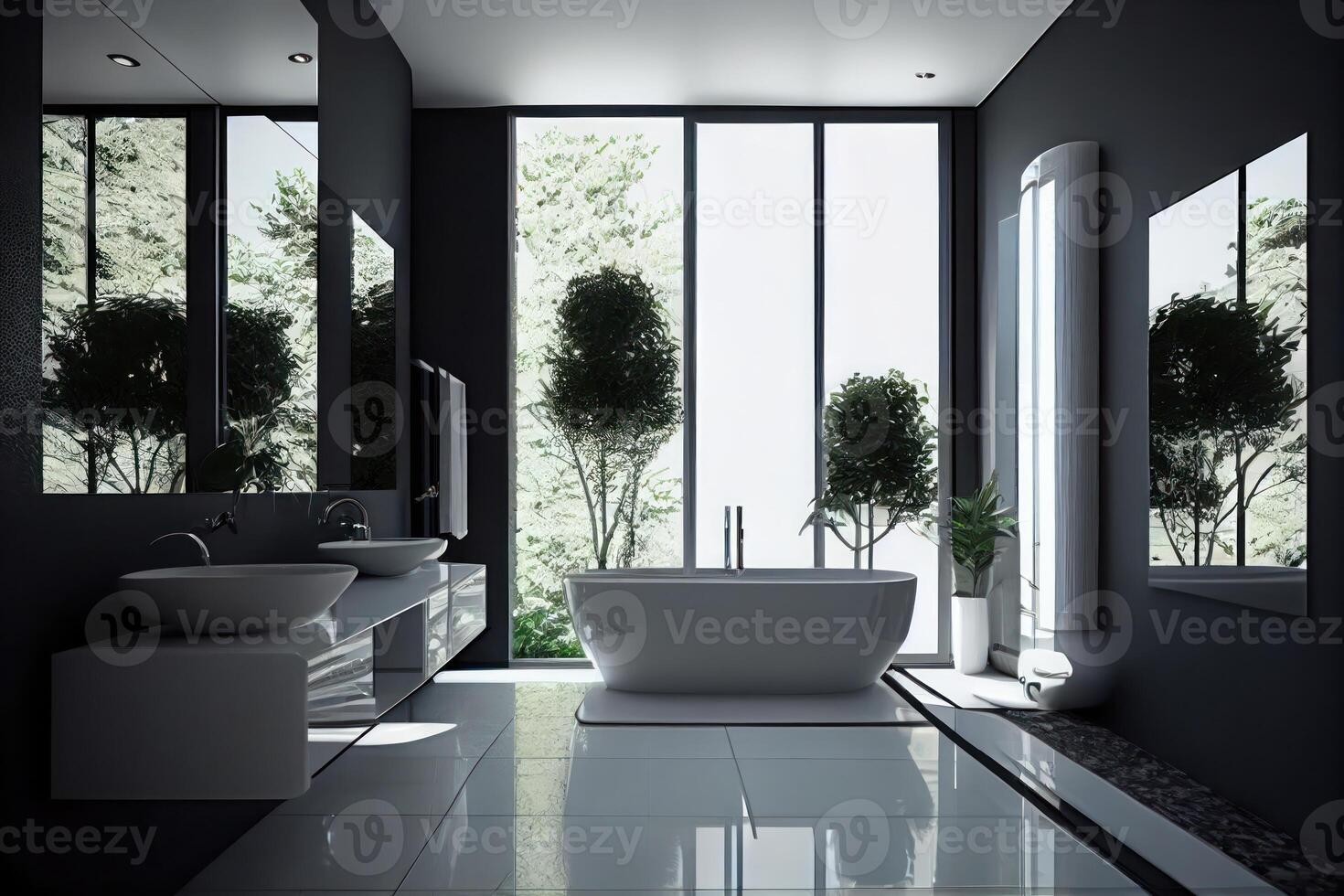 Contemporary bathroom with copyspace . photo