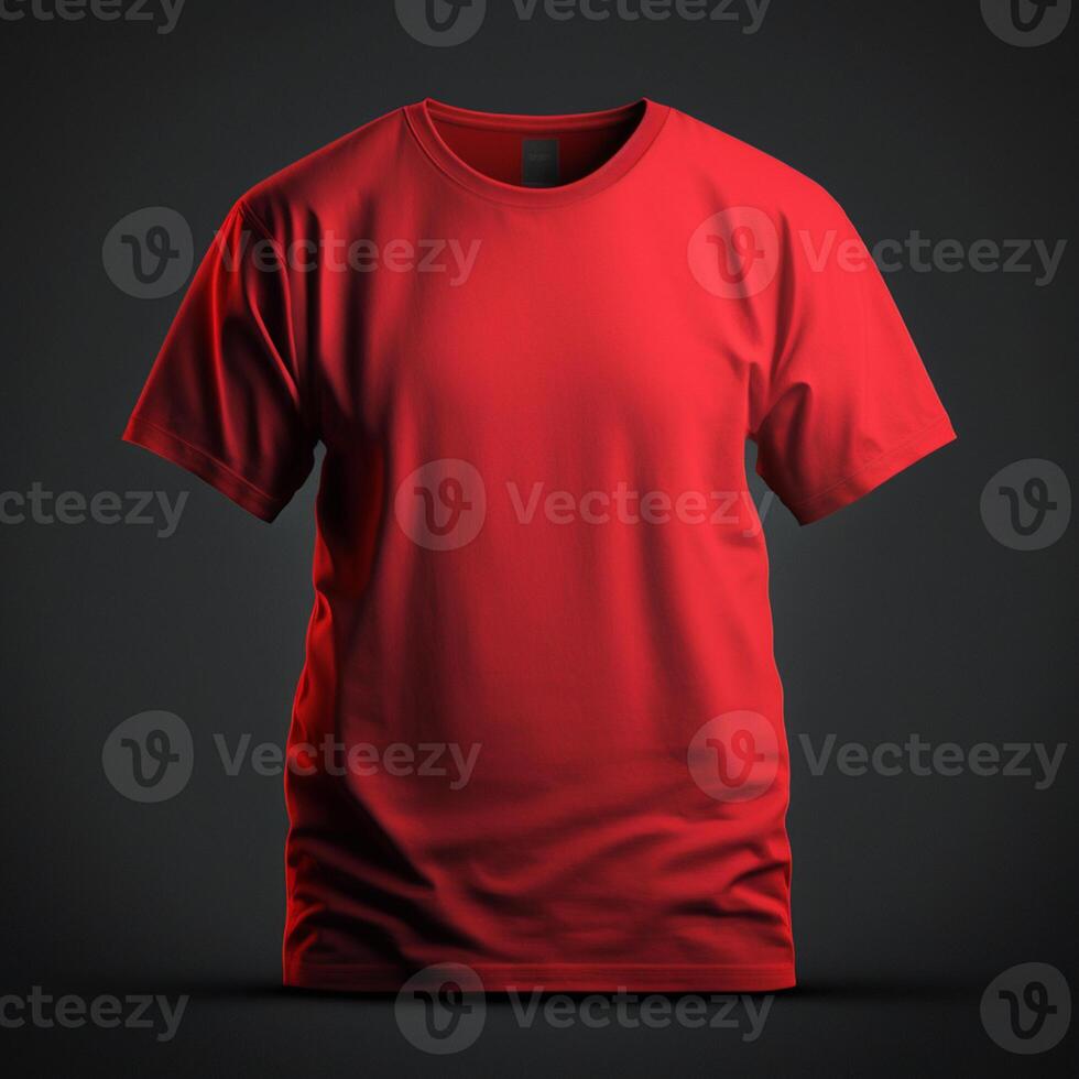 blank red tshirt mockup,close up orange t-shirt on dark background , photo