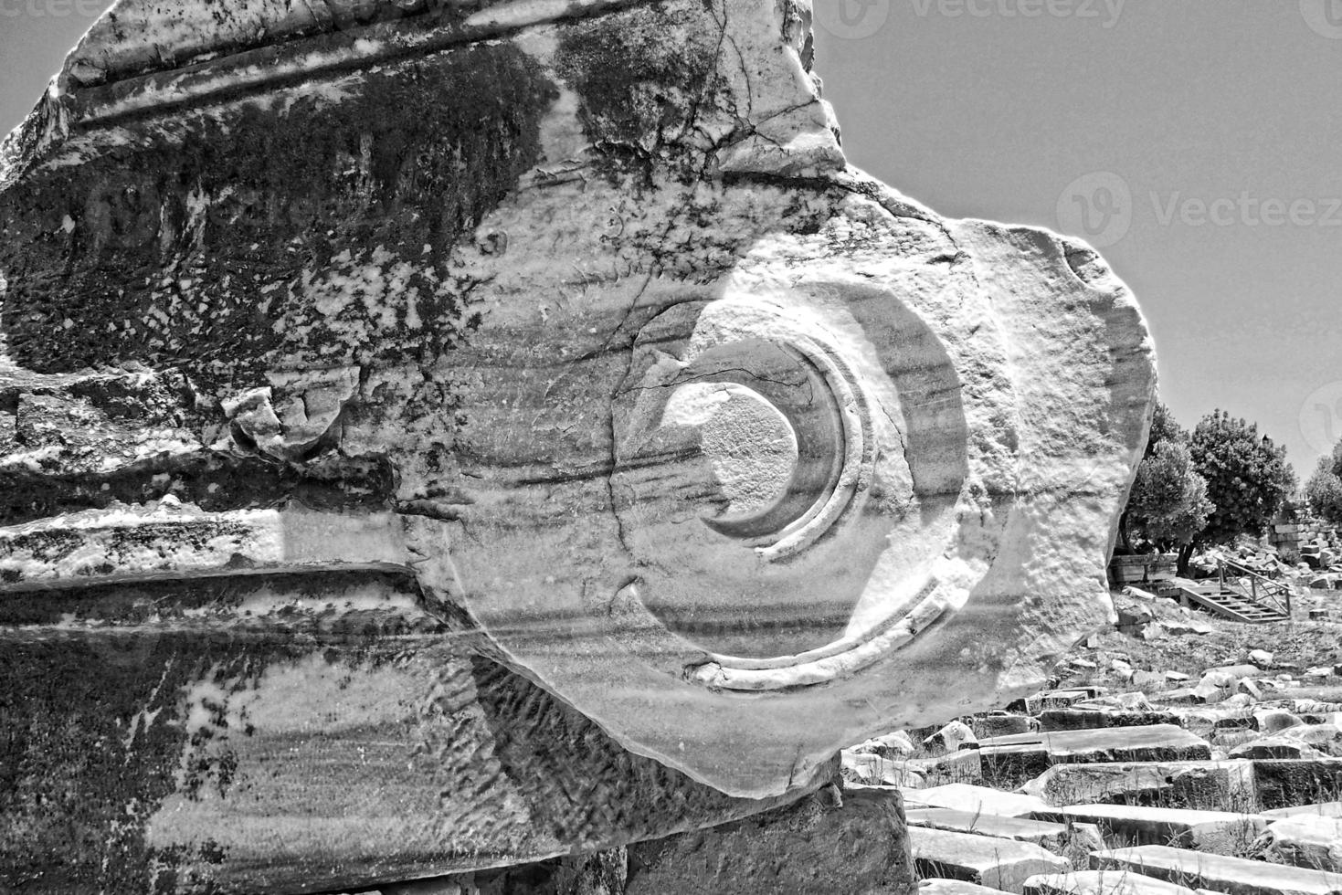 l old ruins of the ancient temple of Apollo in Didim, Turkey on a hot summer day photo