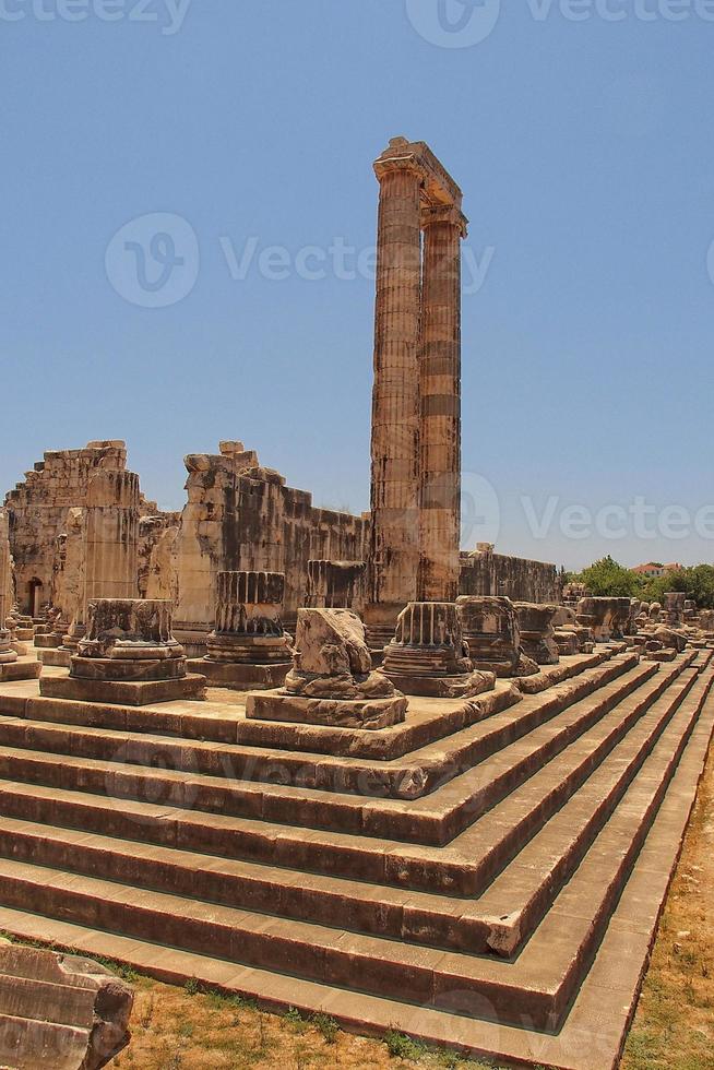 l old ruins of the ancient temple of Apollo in Didim, Turkey on a hot summer day photo