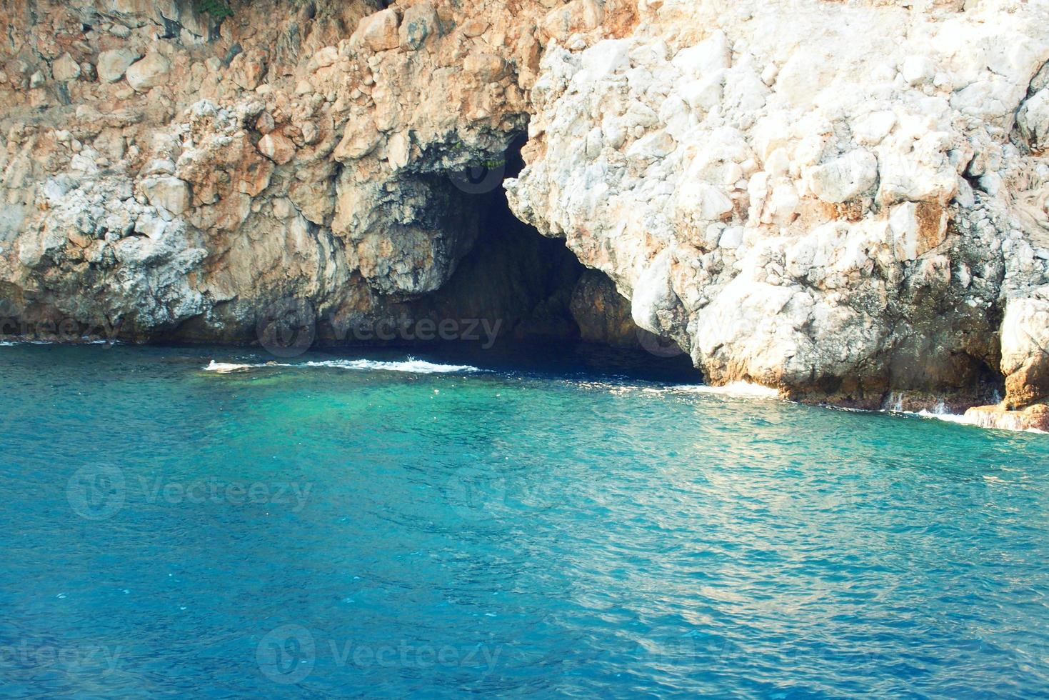 original landscape of the port and city of Alanya in Turkey from the sea photo