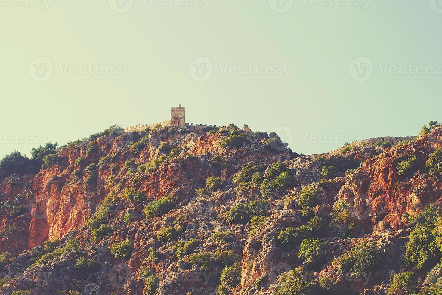 Mediterranean landscape and rocks in the Turkish city of Alanya on a warm summer afternoon photo