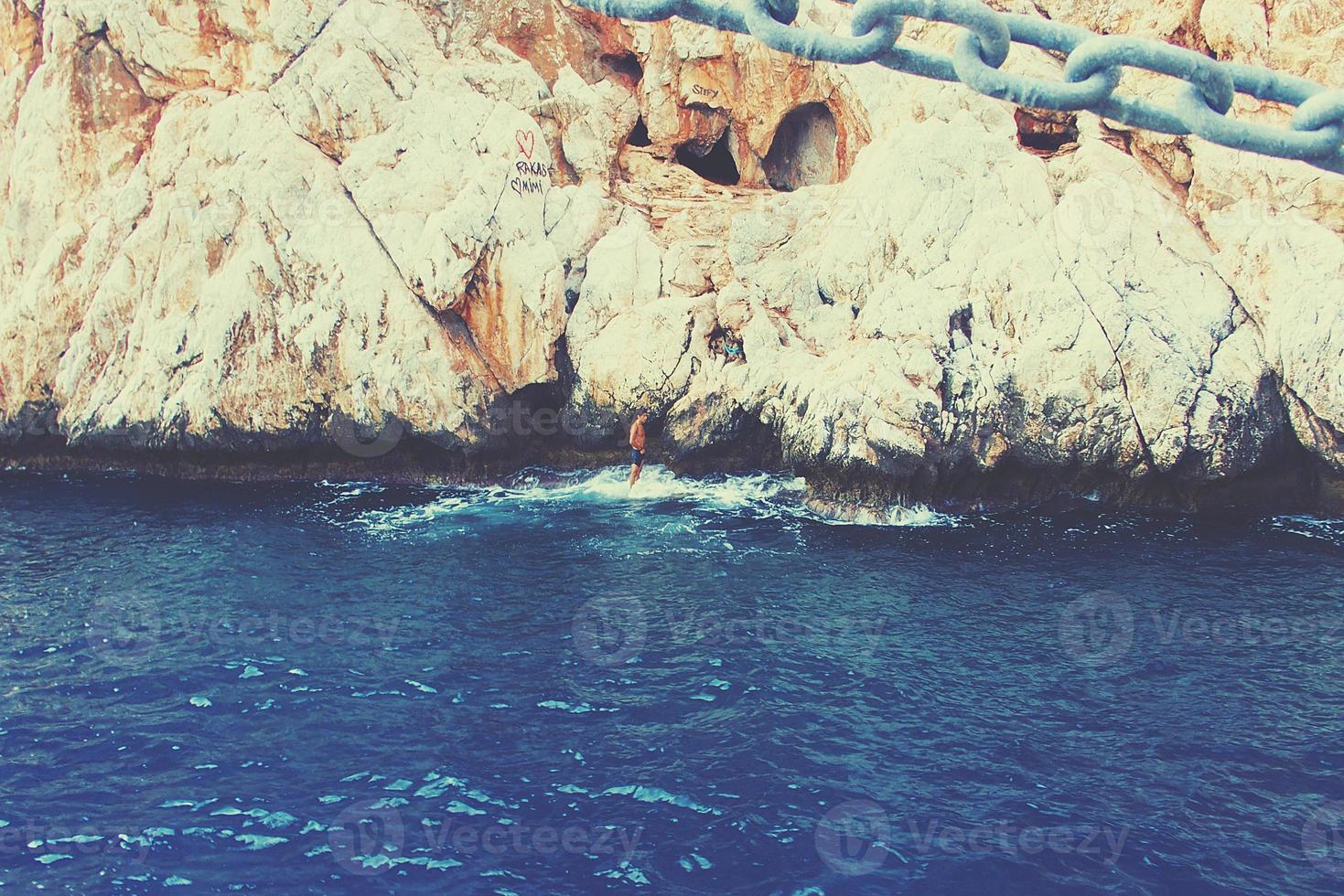 Mediterranean landscape and rocks in the Turkish city of Alanya on a warm summer afternoon photo