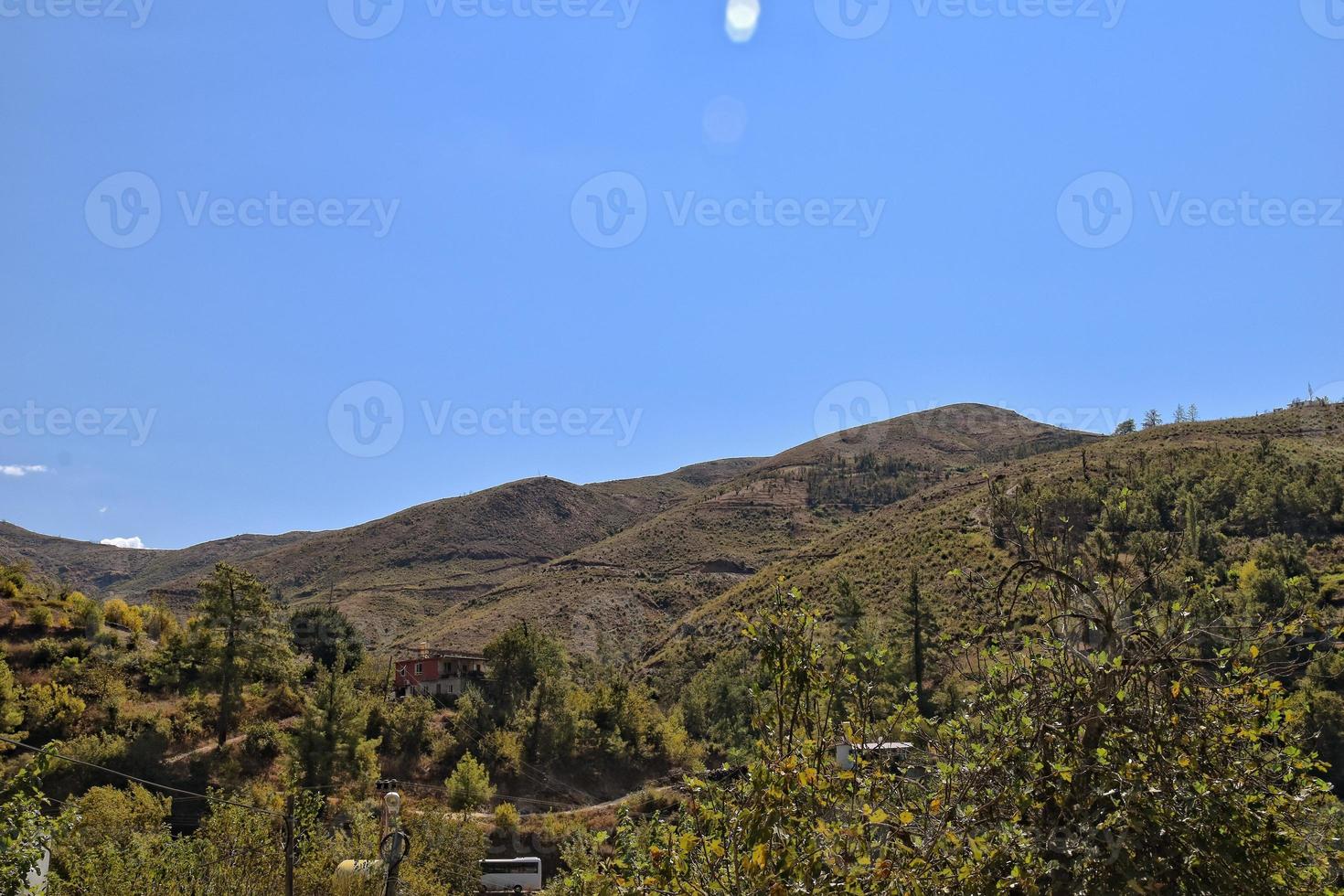 beautiful view of the Turkish mountains covered with green forest on a summer day, photo