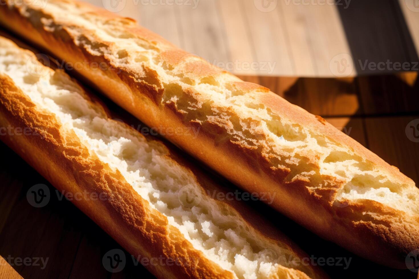 Freshly baked bread on a wooden board, close-up.Bagel photo