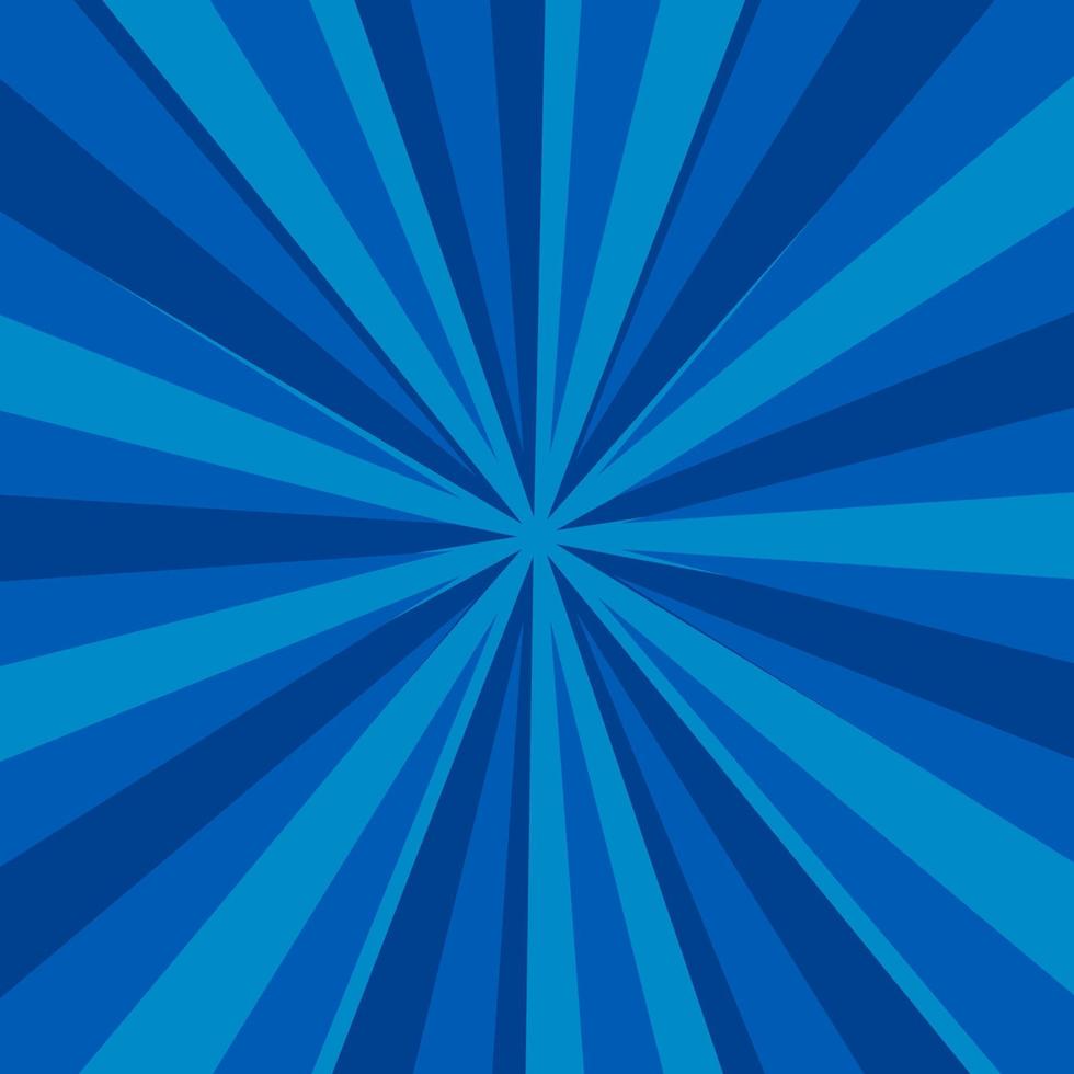 Blue comic book page background in pop art style with empty space. Template with rays, dots and halftone effect texture. Vector illustration