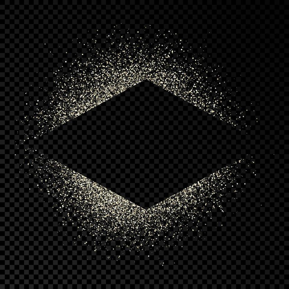 Rhombus frame with silver glitter on dark background. Empty background. Vector illustration.