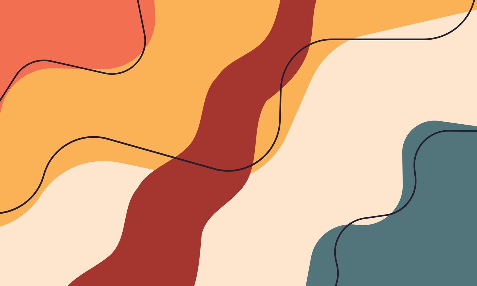 Modern hand drawn abstract background with waves and colorful shapes. simple trendy vector illustration