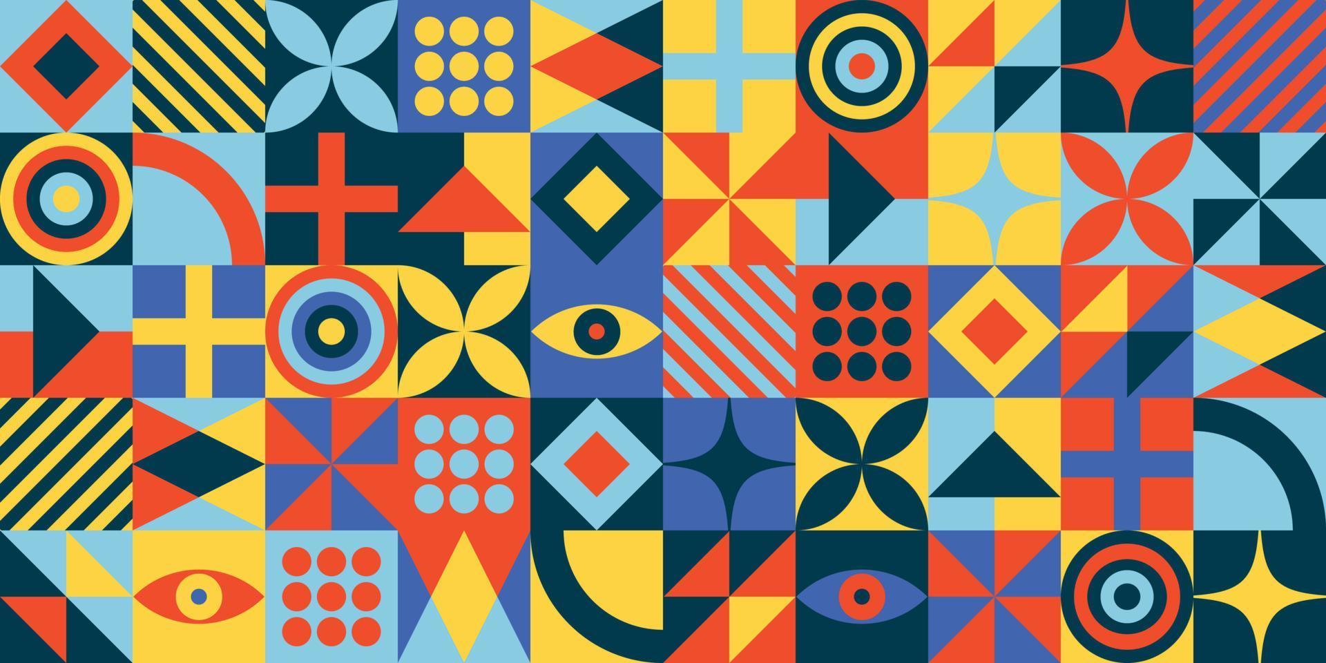 Modern minimalist mid century colorful mosaic neo geometric
