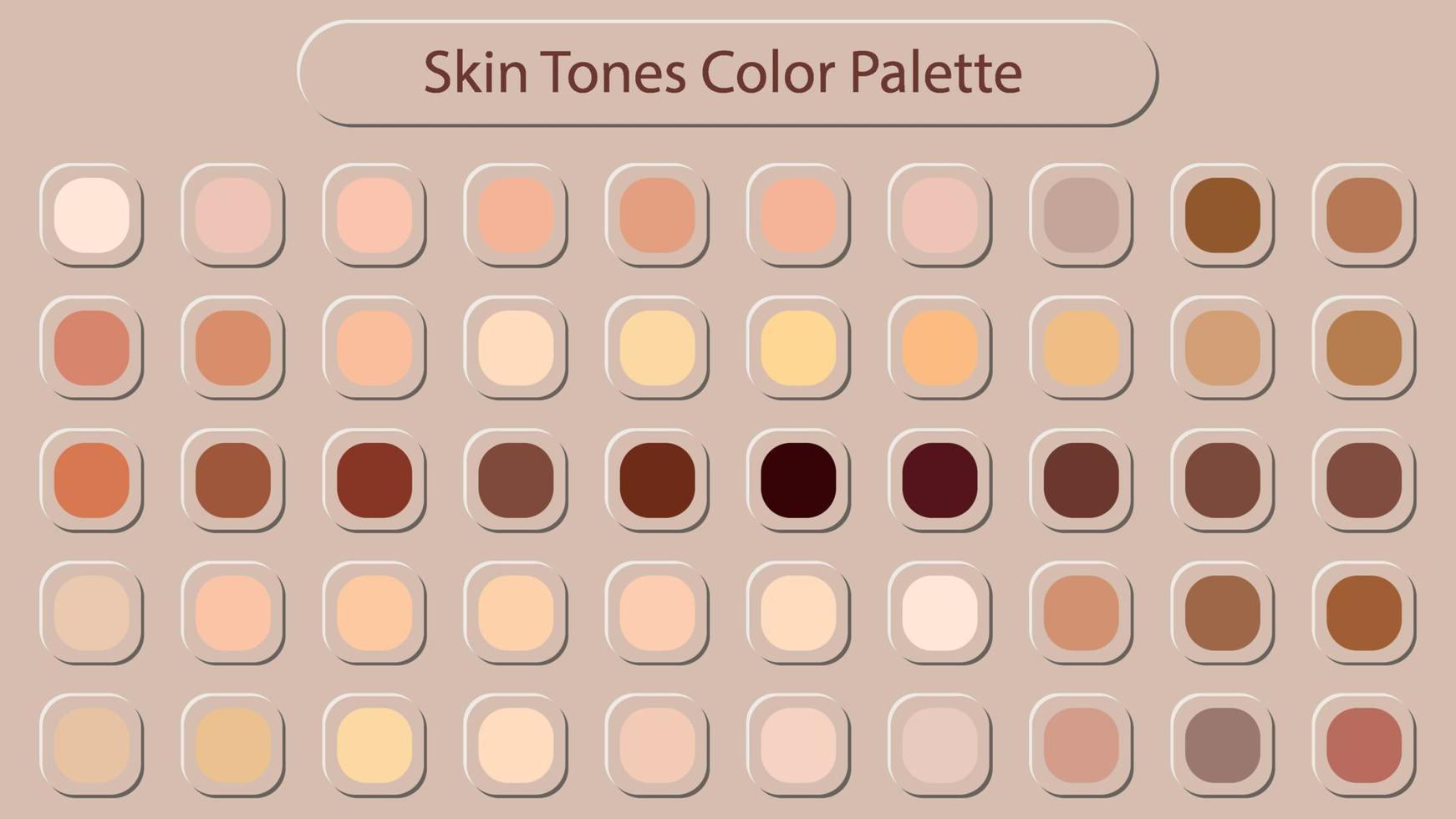 Set Of Skin Tones Color Palette Catalog Sample Isolated In Groups For Ui Design, Fashion, Interior And Website Designing. Vector Graphics