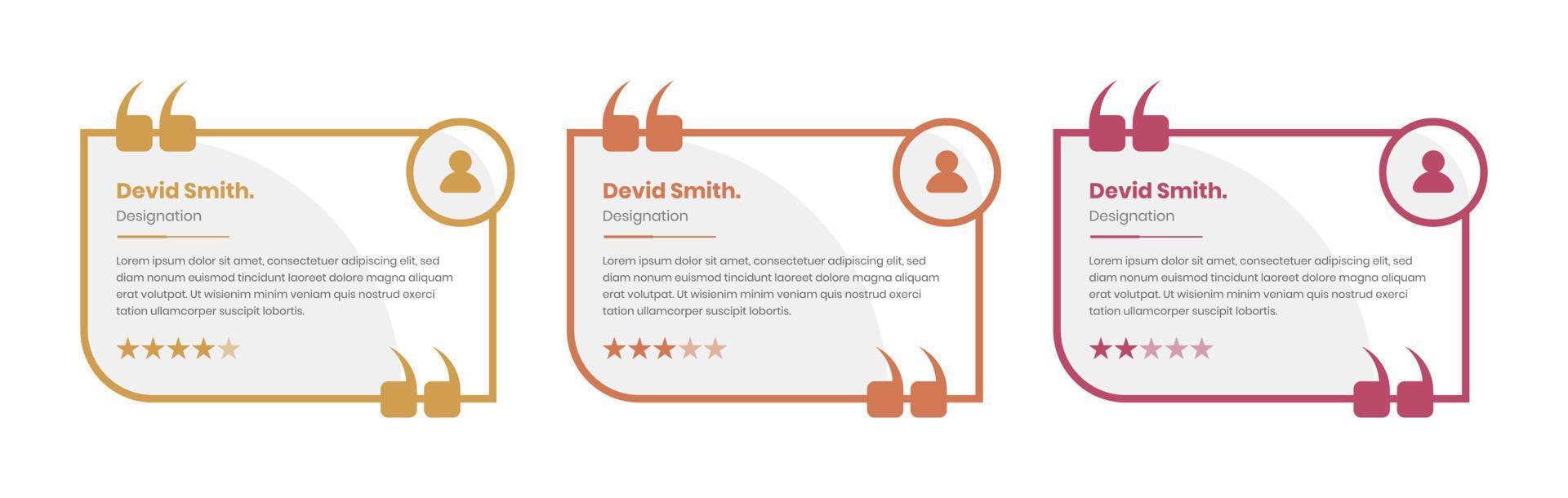 Customer feedback card with rating star for website and presentation vector