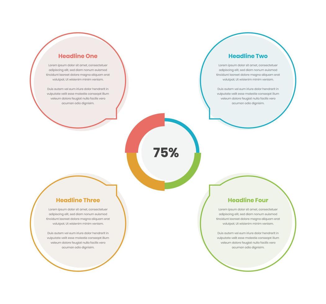 Minimal infographic pie graph overview with text inside oval shape vector